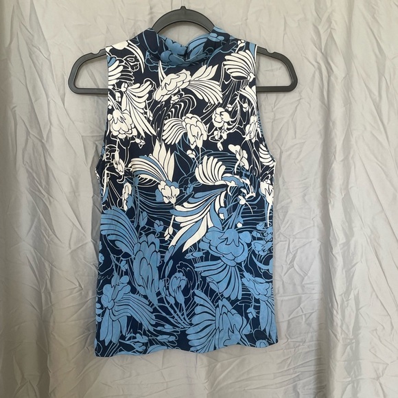 Miu Miu Tops - miu miu blue floral sleeveless mock neck blouse | XS